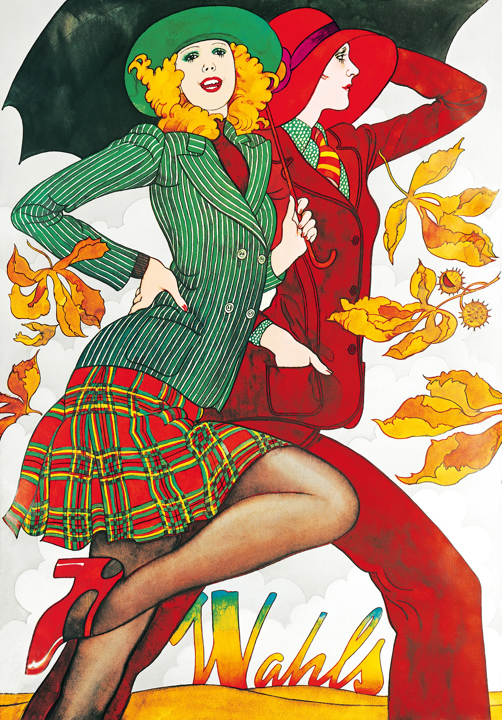 Randigt och rött i Paris med Wahls, 1970-tal. Poster, Jane Bark Collection. - Bild 7