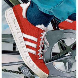 Nu i nytryck! Jane Barks stora reklamaffischer för Adidas. Blev popkonst och visades på Moderna Museet. Röd.