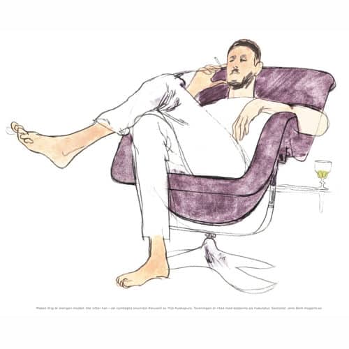 Maken Stig var ofta modell för mina bilder. Här i vår snurrstol Karuselli designad av Yrjö Kukkapuro