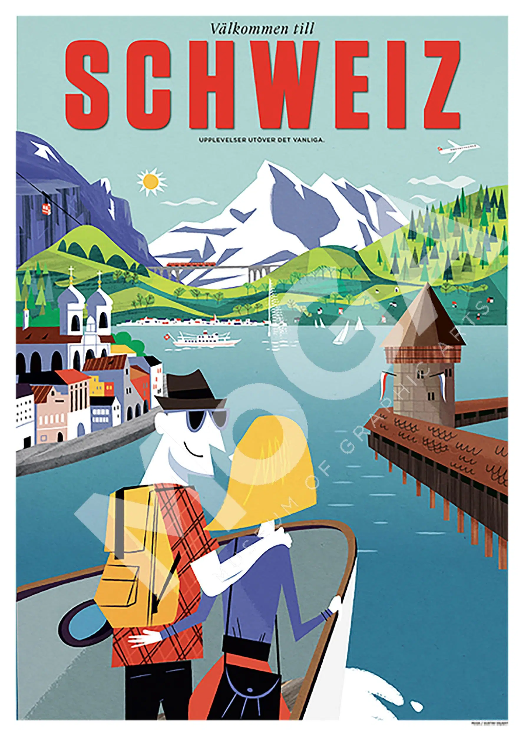 Välkommen till Schweiz! Nu som poster med text! Av Gustav Dejert.