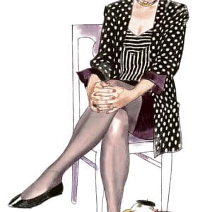 Jane Bark tecknar vännen och kollegan Wanja Djanaieff, 1990-tal