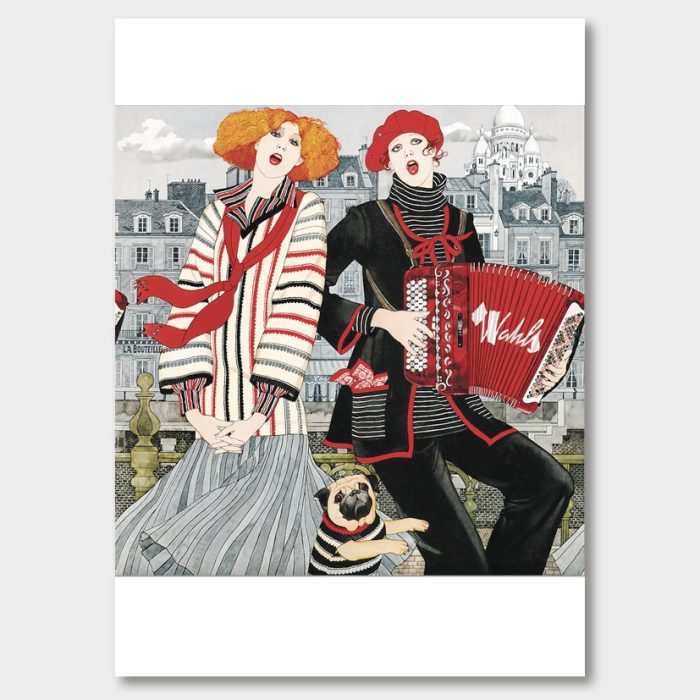 Randigt och rött i Paris med Wahls, 1970-tal. Poster, Jane Bark Collection.