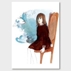 NY SOM POSTER! Flickan på stolen, novellillustration i Femina, 1970-tal